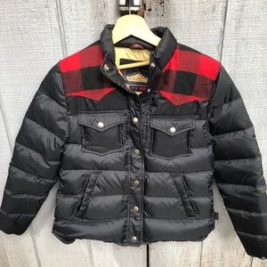 PENFIELD down puffer w flannel shoulders Rockfield